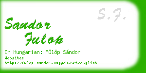 sandor fulop business card