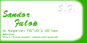 sandor fulop business card